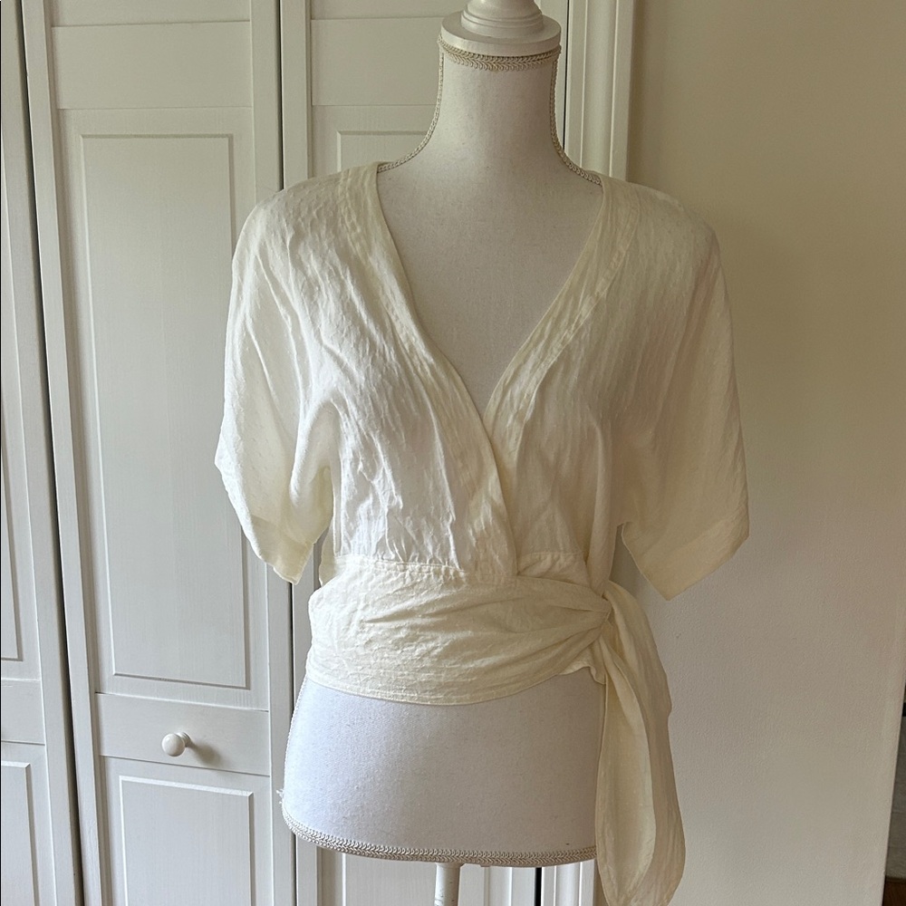 & Other Stories Cream Wrap Blouse 4